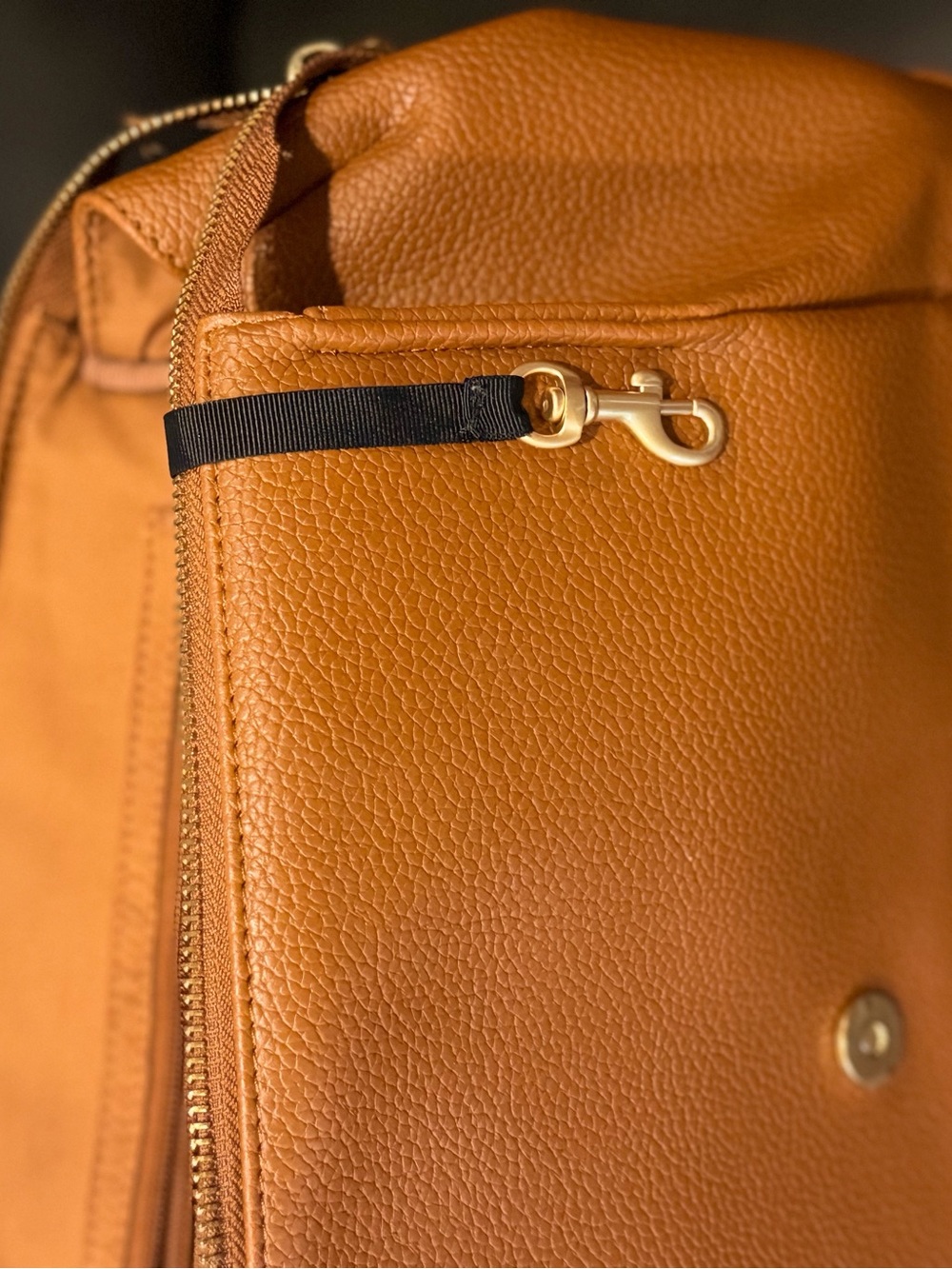 Freshly Picked Classic Diaper Bag ll Cognac Vegan Leather Baby Bag - Picture 9 of 13